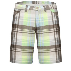 Lars Amadeus Men's Summer Slim Fit Flat Front Plaid Patterned Shorts - 1 of 4