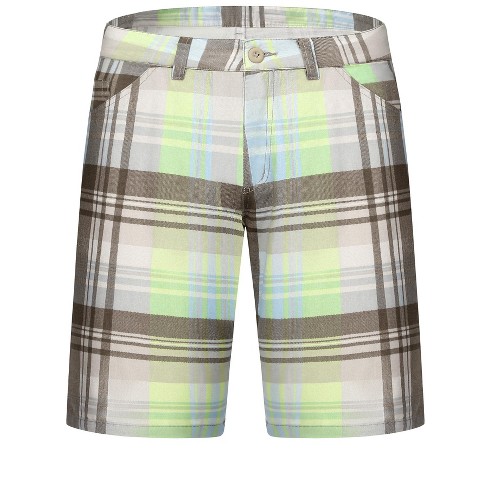 Lars Amadeus Men's Summer Slim Fit Flat Front Plaid Patterned Shorts - image 1 of 4