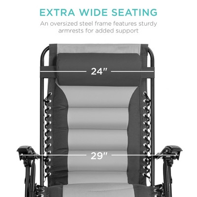 Oversized Gray and Light Gray Padded Zero Gravity Recliner with Tray
