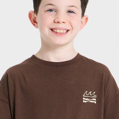 Детские Cat & Jack Boys' Short Sleeve Oversized Graphic T-Shirt - Cat & Jack™ Brown M — фото 2