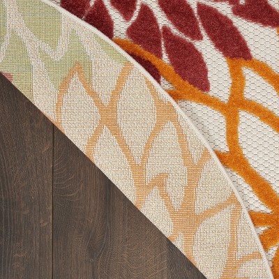 Tropical Fiesta Red Floral Round 7'10" Synthetic Area Rug