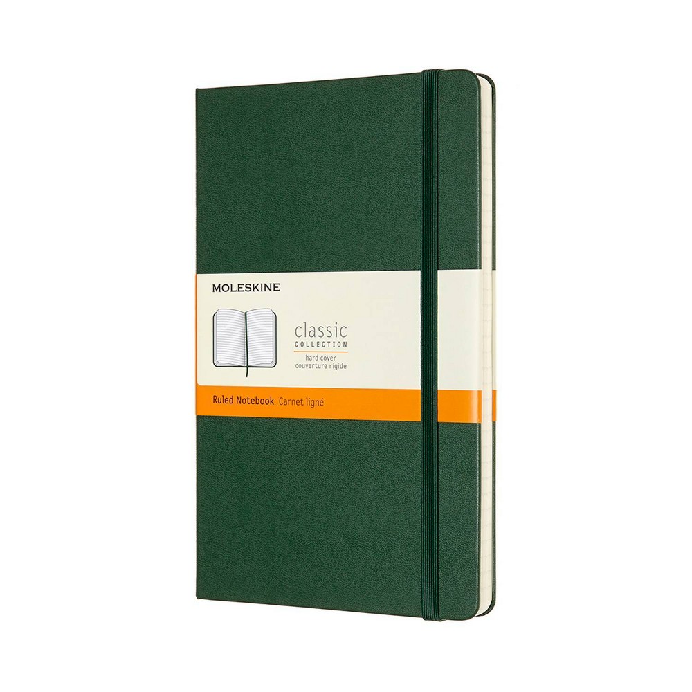 Moleskine Narrow Rule Notebook 8.25"x5" Hard Cover Large Classic Myrtle Green: Journal, Acid-Free, , 240 Pages