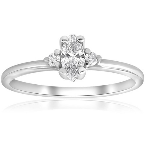 Pompeii3 1/3 Marquise Diamond Engagement Ring 10k White Gold - Size 8.5 ...