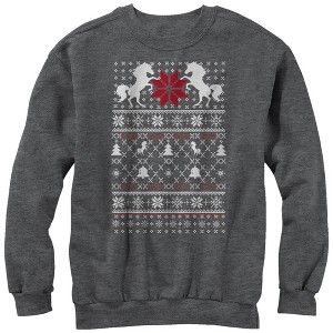 Men's Lost Gods Ugly Christmas Unicorn Sweatshirt - 1 of 3