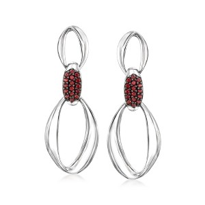 Ross-Simons 0.60 ct. t.w. Garnet Convertible Drop Earrings in Sterling Silver - 1 of 4