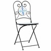vidaXL Mosaic Bistro Set - Blue/White, Powder-Coated Iron Frame, Ceramic, Round Table w/ 2 Chairs, Versatile Use Outdoor/Indoor - 4 of 4