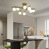 PAKOKULA Modern 8-Light Gold and Black Sputnik linear Semi-Flush Mount Ceiling Light with Opal Glass Shades - 4 of 4