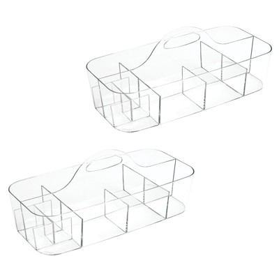 mDesign Art, Sewing, Craft Supplies Storage Caddy Tote, X-Large, 2 Pack - Clear