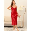 cheibear Women's Breathable V-Neck Satin Silky Camisole Midi Nightdress - 2 of 4