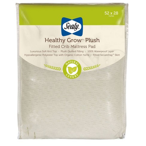 Sealy Healthy Grow Plush Waterproof Crib Mattress Pad With