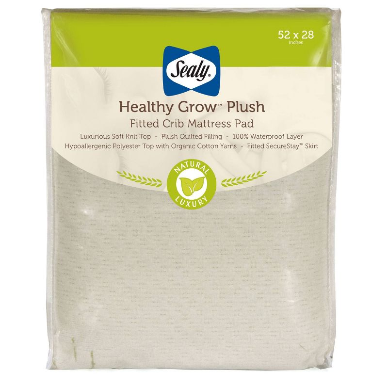 Sealy Healthy Grow Plush Waterproof Crib Mattress Pad with Breathable Knit Top, 1 of 7