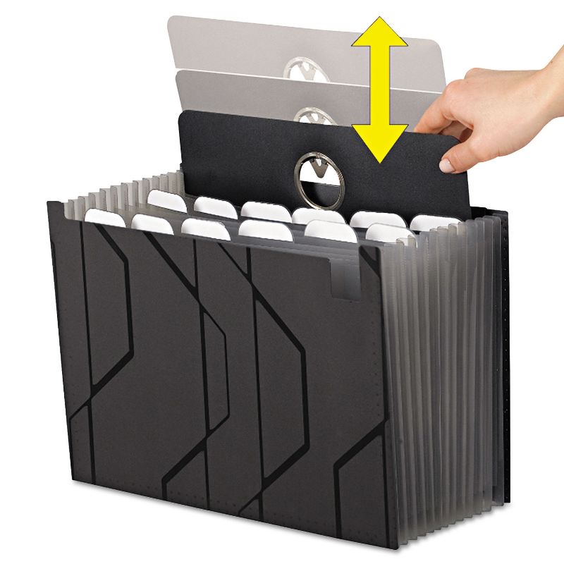 Pendaflex Sliding Cover Expanding File 13 Pockets 1/6 Tab Letter Black 02327, 4 of 7