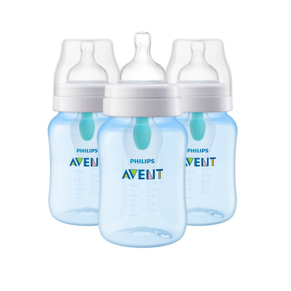 Photos - Baby Bottle / Sippy Cup Philips Avent Anti-Colic Baby Bottle with AirFree Vent - Blue - 9oz/3pk 