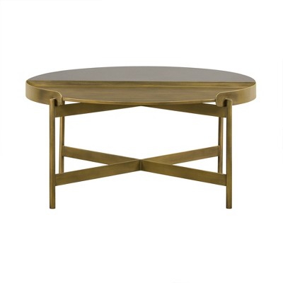 Round Gold and Gray Metal Contemporary Coffee Table
