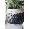 Dark Blue Knobby Ceramic Pots, Glazed Finish, Decorative Planter, Set of Three by Kalalou - 3 of 4