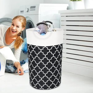 82L Laundry Basket Portable Foldable Home Laundry Storage Bag Cotton Hamper For Kids Toys Storage Dirty Clothes Basket Bag - 1 of 4