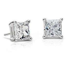 Amy and Annette Sterling Silver Square Stud Earrings with crystals from Swarovski - 1 of 3
