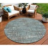 Taupe And Teal Blue Geometric Washable Indoor Outdoor Area Rug - 2 of 4