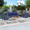 Nestfair 4pc Metal Frame Patio Conversation Set with Acacia Wood Table and Cushions - 3 of 4