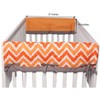 Bacati - Mix n Match Chevron/Dots Crib Rail Guard set of 2 Covers Orange/Gray - 3 of 4