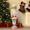 LuxenHome Lighted Nutcracker Pink Soldier with Cake, Battery Operated Holiday Decoration - 2 of 4