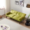 Convertible Sofa Bed Futon Linen Sleeper Couch with Adjustable Backrests Soild Wood Legs for Bedroom Living Room Green - 3 of 4