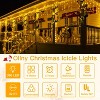 Ollny 396 LED Warm White Icicle Lights (Clear Cable, Plug in, 8 Modes), Connectable up to 3 Sets - 2 of 4