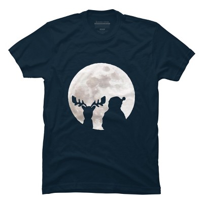 Men's Design By Humans Christmas moon By lithegraphic T-Shirt