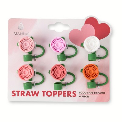 Manna Set of 6 Rose Bouquet Straw Toppers