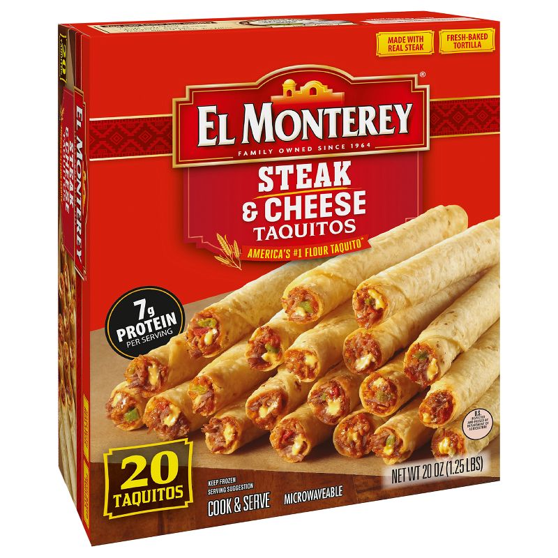 El Monterey Frozen Steak and Cheese Taquitos - 20oz/20ct, 6 of 14