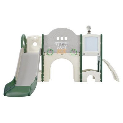 VYNXARIA Green 9 - in - 1 Independent Spaceship - Style Play Set for Kids: Slide, Climb & Beyond