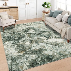 Machine Washable Area Rugs for Living Room, Modern Abstract Bedroom Rug, Low Pile Non-Slip Carpet - 1 of 4