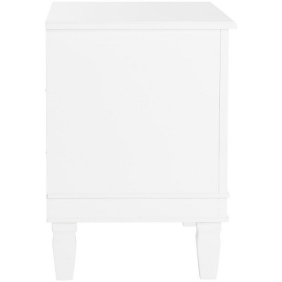 Transitional Kira 3-Drawer White Wood Nightstand with Silver Pulls