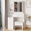 FONTOI 29.2"W Makeup Vanity Table Desk with Mirror Cushioned Stool Sliding Storage for Woman Bedroom Dressing Room, White - 4 of 4