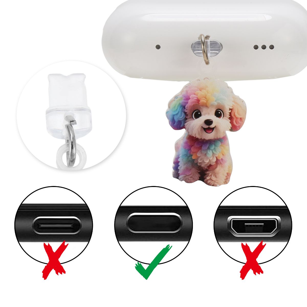 Unique Bargains Dog Pendants Dust Plug Charm for Lightning Colorful 2 Pcs - thumbnail 2