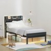 Furnulem Bed Frame with LED Lights, Headboard with Charging Station and USB Port,Upholstered Platform Bedframe Metal Support, No Box Spring Needed - 2 of 4