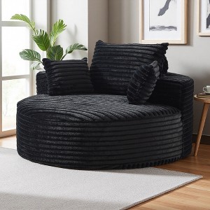 55" Corduroy Sleeper Chair with Back Pillow, Non-Swivel, No Assembly - 1 of 4