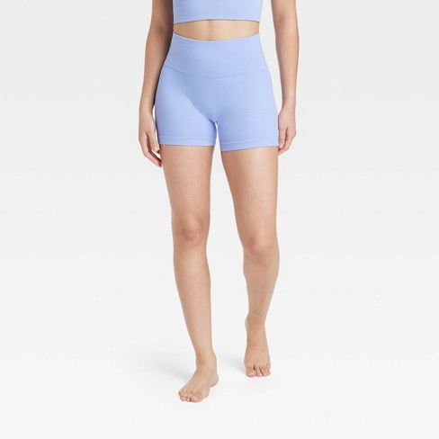 Women's Seamless Ribbed Bike Shorts - Colsie™ Blue L : Target