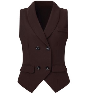 INSPIRE CHIC Women's Lapel Collar Dressy Versatile Racerback Waistcoat Suit Vest - 1 of 4