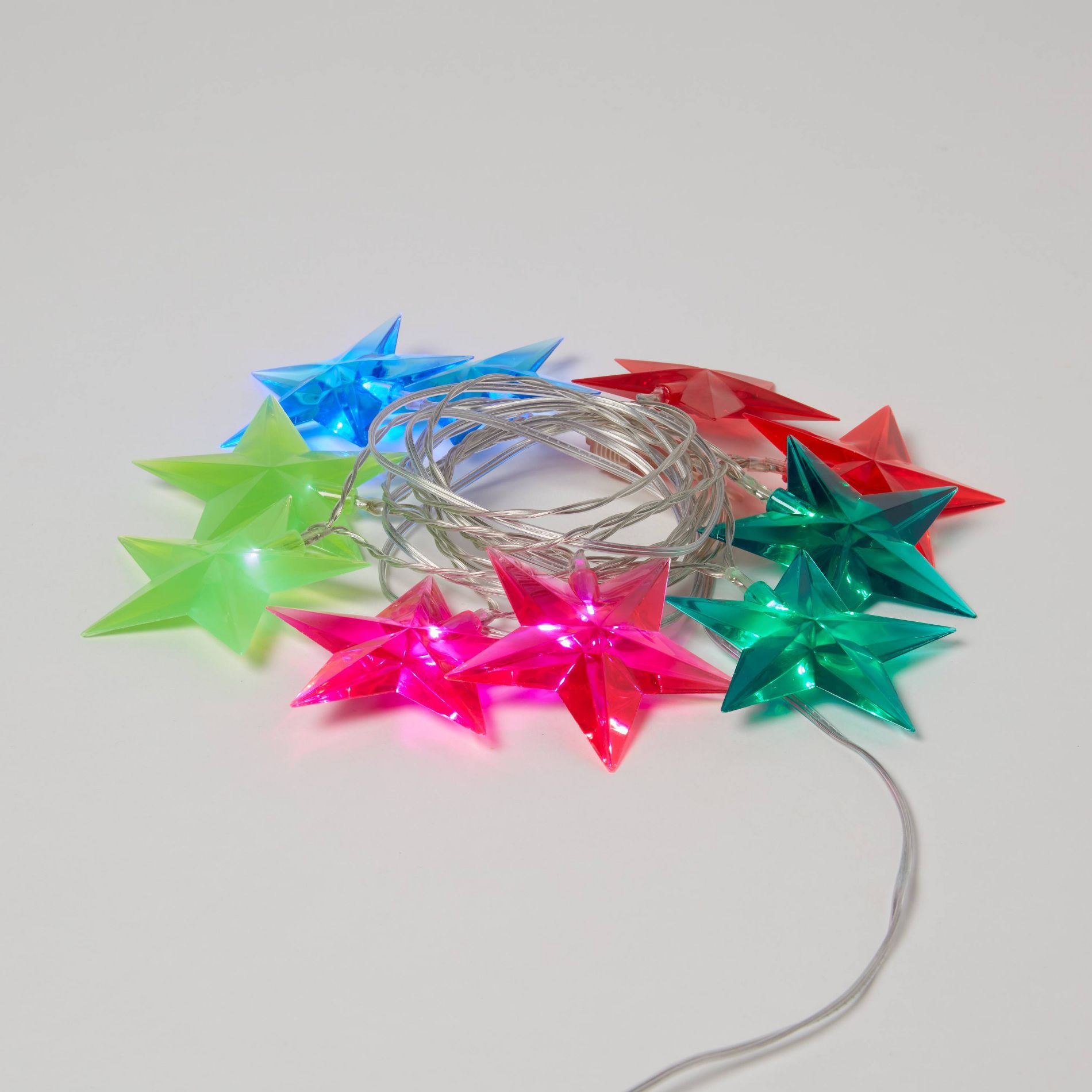 10ct LED Dewdrop Star Christmas Indoor Outdoor Novelty String Lights Multicolor with Clear Wire - Wondershop™
