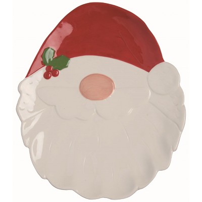 Transpac Ceramic Red Christmas Gnome Santa Platter