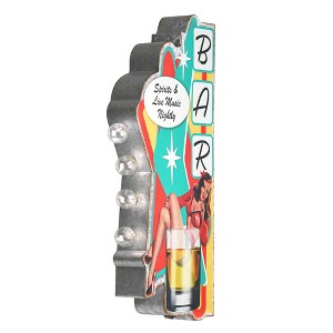 American Art Decor Metal LED Bar Spirits and Live Music Nightly Marquee Sign: Vintage Style, Dual-Sided, Battery Operated - 1 of 4
