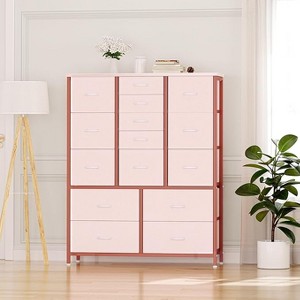 15-Drawer Fabric Storage Tower with 3 Sizes, Heavy-Duty Metal Frame, Anti-Tip Kit, Tool-Free Assembly, for Nursery, Bedroom, Closet - 1 of 4