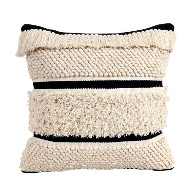 VIP Cotton 18 in. White Stripe Textured Pillow
