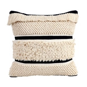 VIP Cotton 18 in. White Stripe Textured Pillow - 1 of 2