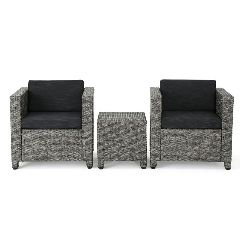 Puerta 3pc Wicker Club Chair Set - Mixed Black/Dark Gray - Christopher Knight Home, 3 of 6