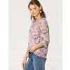 INSPIRE CHIC Women's Round Neck Ruffle 3/4 Sleeve Floral Print Chiffon Blouse - 4 of 4
