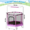 Hooseng 55" Hexagon Trampoline for Kids with Safety Enclosure Net, Indoor & Outdoor Toddler Trampoline with Adjustable Gymnastics Bar & Toys - 3 of 4