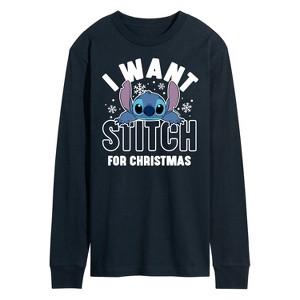 Men's - Lilo and Stitch - I Want A Stitch For Christmas Long Sleeve Graphic T-Shirt - 1 of 4
