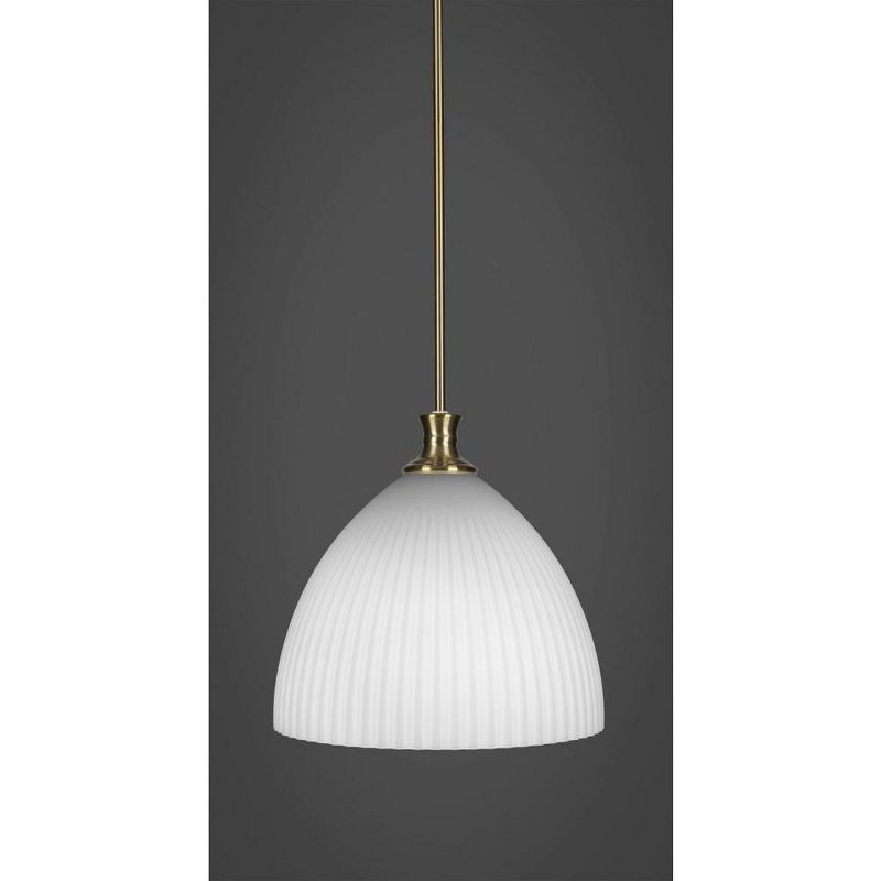 Toltec Lighting Carina 1 - Light Pendant in  New Aged Brass with 14" Opal Frosted Shade, 1 of 2